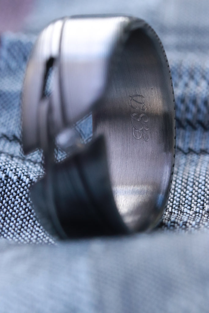 Diamond and damasteel stainless damascus ring hybrid collection