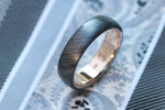 8mm 14k yellow gold niobium zirconium damascus NbZr, domed shape!