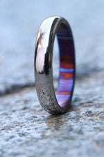 5mm domed brushed titanium basket weave timascus ring