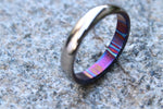 5mm domed brushed titanium basket weave timascus ring