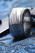 12mm Damascus steel ring Stainless steel Damascus "LEAF" Customizable ring! Double polished / double grooved damasteel mens weddingbands mens rings
