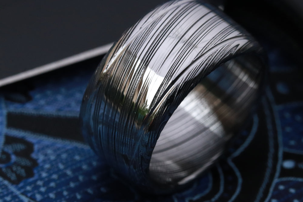 12mm Damascus steel ring Stainless steel Damascus "LEAF" Customizable ring! Double polished / double grooved damasteel mens weddingbands mens rings