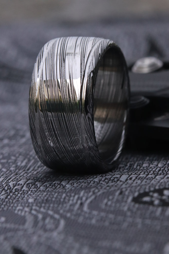 12mm Damascus steel ring Stainless steel Damascus "LEAF" Customizable ring! Double polished / double grooved damasteel mens weddingbands mens rings