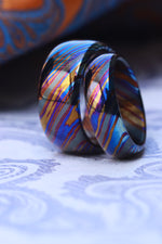 ZrTi ring set 3mm-9mm wide timascus ring, mokuti ring (polished finish)