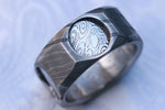 New* The cube" Limited Edition Series-12mm Timascus / Mokuti timascus & damasteel  ring,mens ring, mokuti ring, Damascus ring