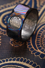 New  "The cube ³v CW" Limited Edition Series-12mm Timascus / Mokuti timascus & damasteel  ring,mens ring, mokuti ring, Damascus ring infinity cube