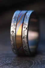 Black Zirconium,  zrti ring 10mm mens timascus ring, mokuti ring titanium damascus ring, mens rings weathered ring black ring