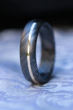 6mm 14k gold & black ZrTi, domed shape! 6mm , niobium / zirconium damascus wedding band, mens rings