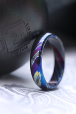 5mm- 8mm domed ZrTi ring  timascus ring, mokuti ring (polished finish)