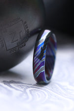5mm- 8mm domed ZrTi ring  timascus ring, mokuti ring (polished finish)