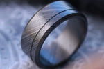 10mm wide niobium / zirconium domed ring, wedding band customizable niobium zirconium damascus men's grooved wedding band