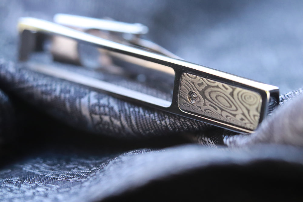 Diamond Damascus tie clip / stainless damascus tie clip, damasteel tie clip, tie bar