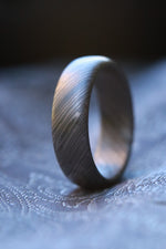 niobium damascus zirconium zrti ring 6-8mm wide  zirconium/black domed mens rings