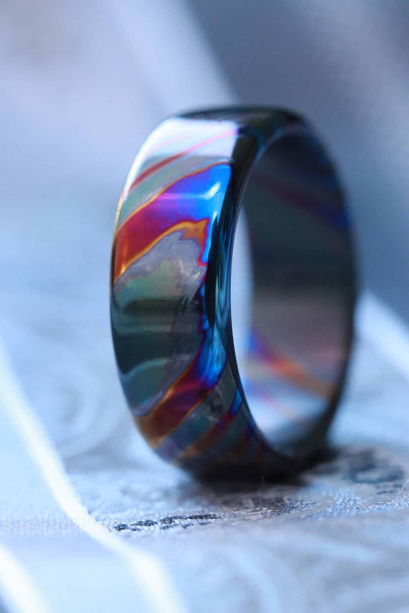 Timascus Timascus customizable 8mm ring rolled edge Solid Black Timascus ring 3 ...