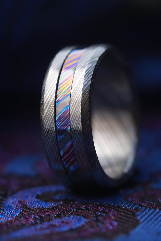 GRY8 NBZRW "  Limited Edition Series-8mm niobium zirconium ring, timascus ring, black ring