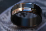 Polished Black Zirconium 14k or 18k customizable ring mens wedding bands Gold rings