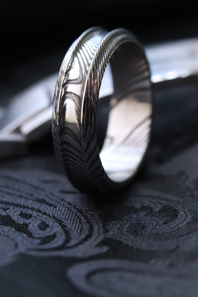 6-8mm stainless steel damascus ring, mens rings, womens rings