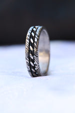 Women's "Bregdan hybrid" handmade braided wedding ring, 5mm damascus hybrid damasteel, curb chain ring celtic rings braided rings