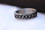 Women's "Bregdan hybrid" handmade braided wedding ring, 5mm damascus hybrid damasteel, curb chain ring celtic rings braided rings