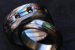 Grayson GRY9 WGTK  Limited Edition Series-9mm Timascus / Mokuti timascus & damasteel  ring,mens ring, mokuti ring, Damascus ring Woodgrain