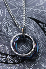 3 piece exotic alloy ring necklace, timascus necklace, zirconium necklace
