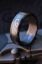 8mm zirconium niobium & stainless damascus band