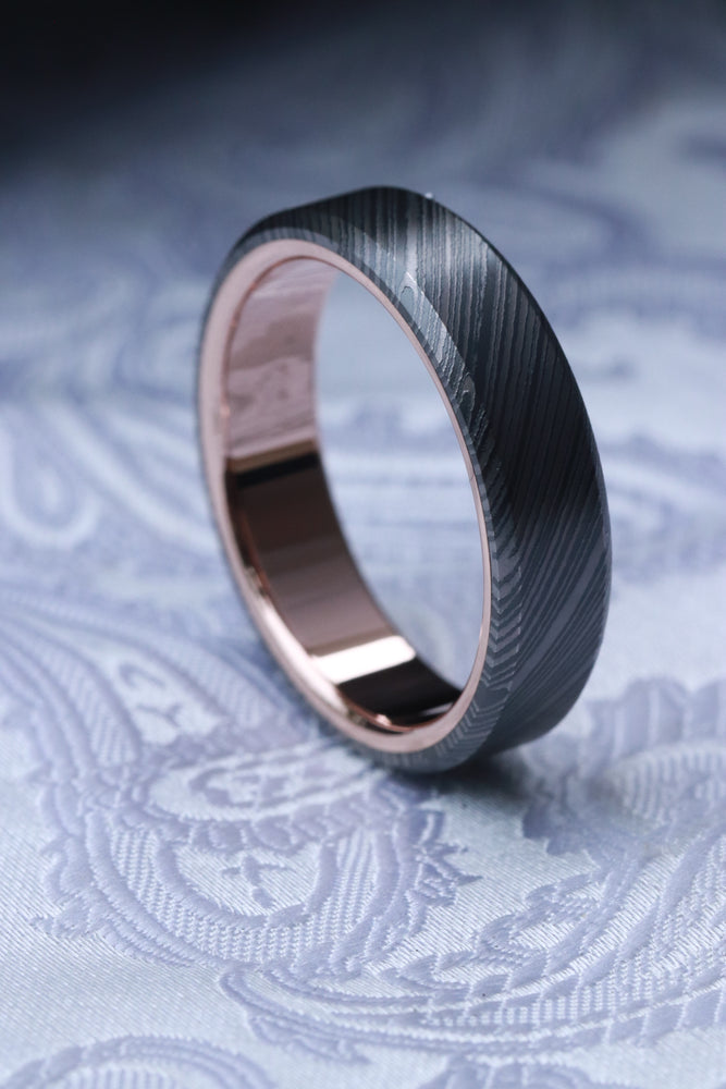 14k rose gold nbzr damascus chamfered edge