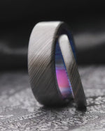 Ring set NbZr zirconium damascus basket weave set