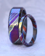 LIMITED EDITION** beveled edge Solid Black Timascus zrti ring set 2 rings 3mm-9mm wide timascus ring, mokuti ring  black timascus ring