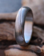 Damascus steel ring damasteel steel Damascus 5.25mm "TRADITIONAL" wood-grain (natural finish) ring! Men's wedding band wedding rings