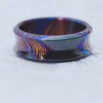 Timascus dragons breath customizable 8mm ring  dragon shape Solid Titanium damascus ring 5mm-8mm wide timascus ring, mokuti ring (polished finish)