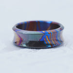 Timascus dragons breath customizable 8mm ring  dragon shape Solid Titanium damascus ring 5mm-8mm wide timascus ring, mokuti ring (polished finish)