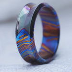 Timascus dragons breath customizable 8mm ring  dragon shape Solid Titanium damascus ring 5mm-8mm wide timascus ring, mokuti ring (polished finish)