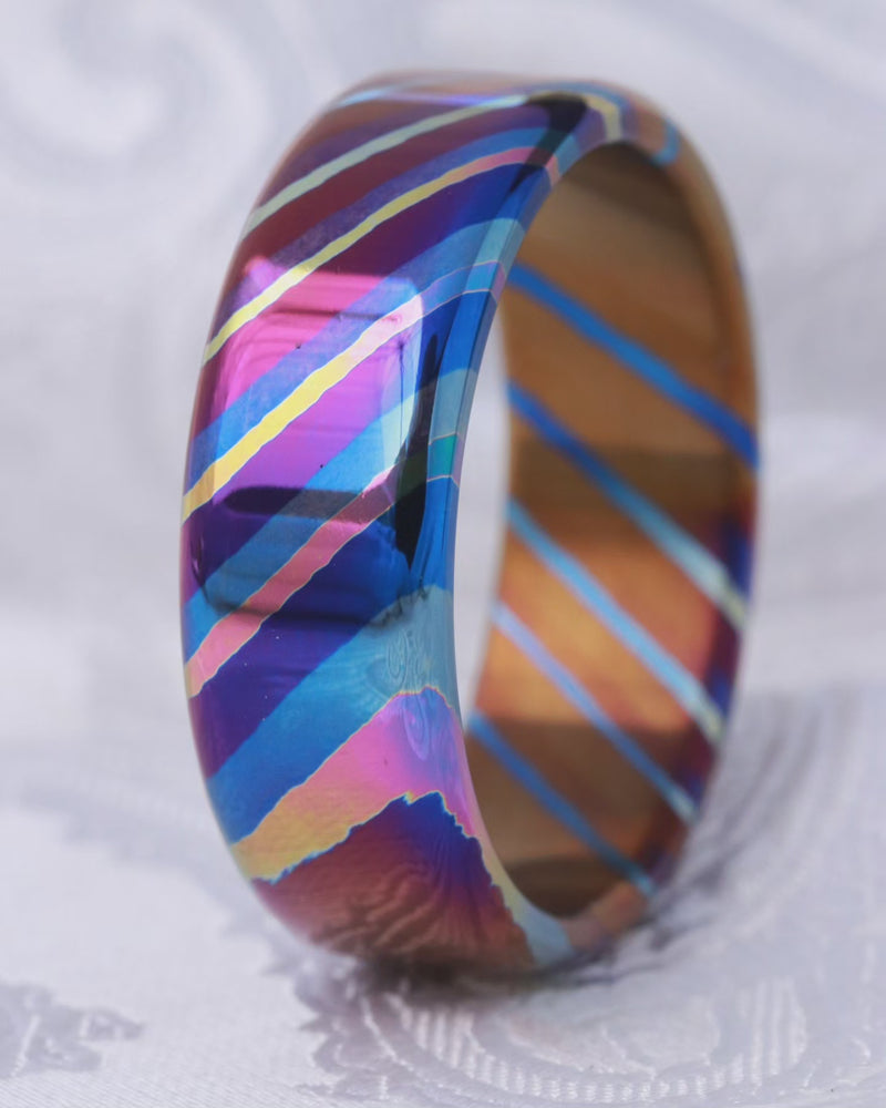 Mokuti Solid Timascus ring 7-8mm ring  timascus ring, mokuti ring