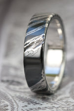 Weathered Platinum and zrti zirconium titanium damascus wedding band