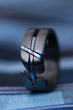 Zr/zrti-LOAM" hybrid  handmade titanium zirconium damascus cross style ring
