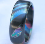 LIMITED EDITION***DARK Black ZrTi ring 8mm (semi-polished) timascus ring, mokuti ring, colorful ring, darkti, Zirconium, black timascus