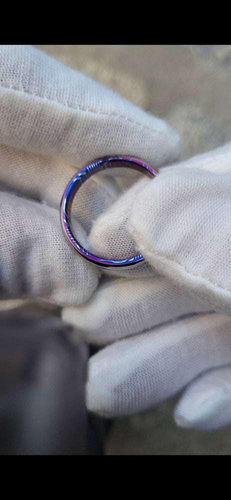 5mm domed brushed titanium basket weave timascus ring