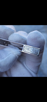 Damascus tie clip / coral stainless damascus tie clip, damasteel tie clip, tie bar