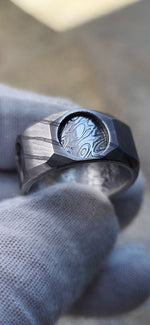 New* The cube" Limited Edition Series-12mm Timascus / Mokuti timascus & damasteel  ring,mens ring, mokuti ring, Damascus ring