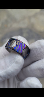 New  "The cube ³v CW" Limited Edition Series-12mm Timascus / Mokuti timascus & damasteel  ring,mens ring, mokuti ring, Damascus ring infinity cube