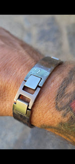 8 -16mm 3 piece design stainless damascus damasteel bracelet cuff