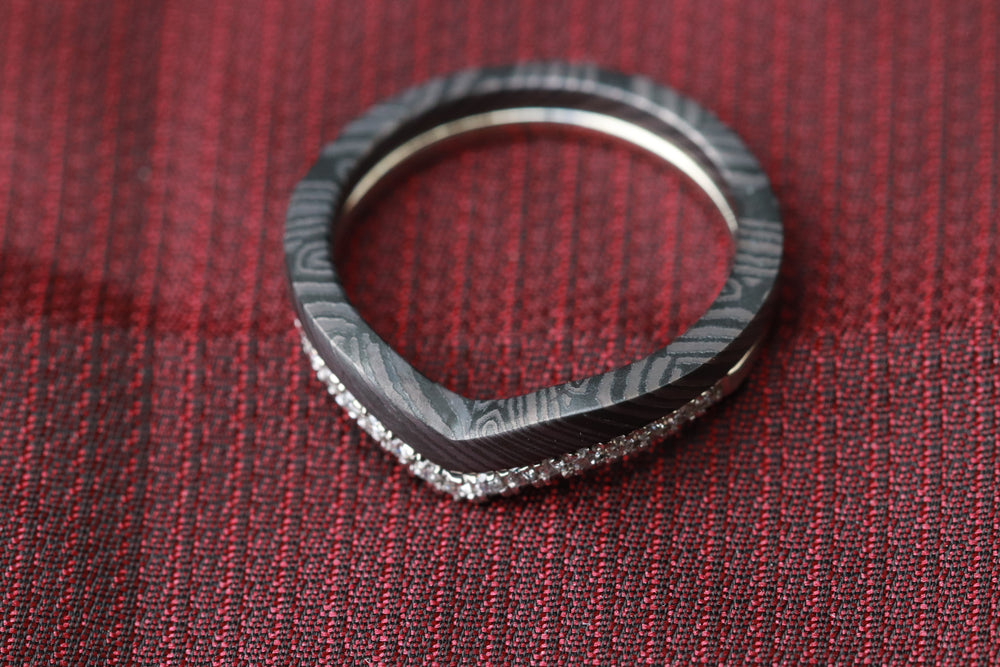 Stacking damascus band, women's wedding band nbzr