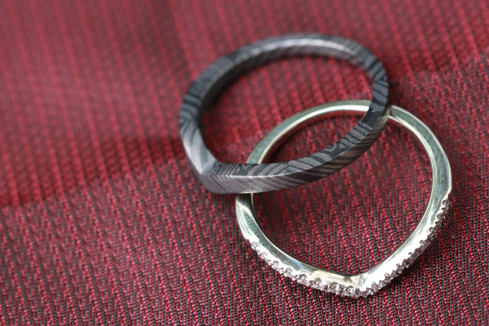 Stacking damascus band, women's wedding band nbzr
