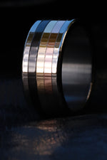 Black titanium 14k gold stacker customizable ring mens wedding bands Gold rings 10mm