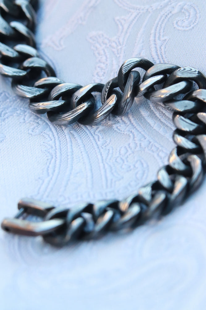 8mm stainless damascus curbchain bracelet, unisex damascus bracelet