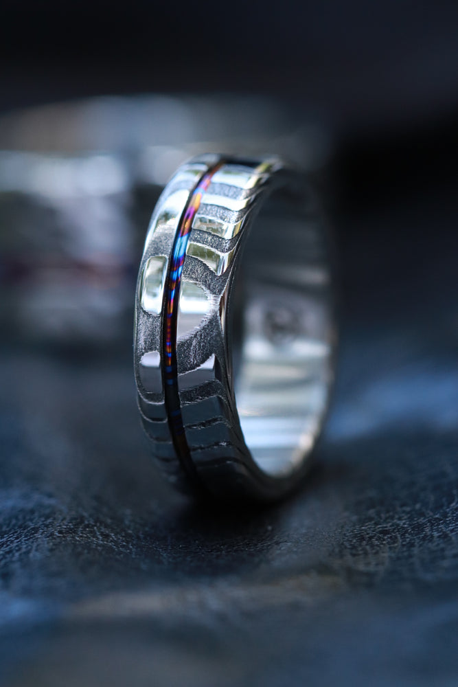 6mm women's customizable Lucia Damasteel ring stainless damascus ring