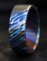 8mm weathered Zirconium Titanium damascus Timascus ring