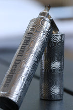 Wind proof trench lighter fluid filled damasteel damascus lighter