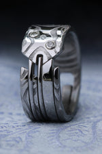 Lucia damasteel hybrid- Quill vs1 diamonds 10mm wide